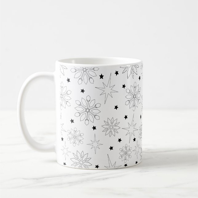 Caneca De Café Padrão de Natal preto e branco moderno (Esquerda)