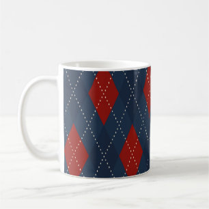 Caneca De Café Padrão de Natal Real Blue Argyle