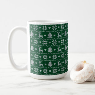 Caneca De Café Padrão de Natal sem costura tricotado