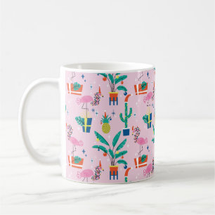 Caneca De Café Padrão de Natal Tropical Festivo