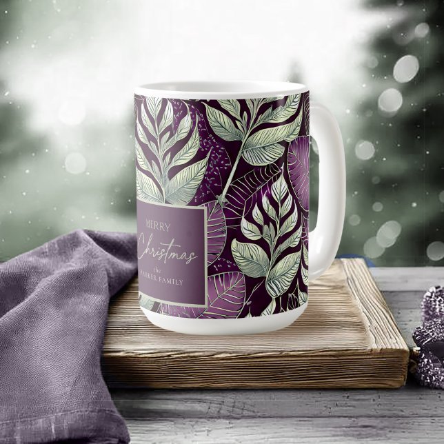 Caneca De Café Padrão de Natal Verde Roxo nº 29 ID1009 (Criador carregado)