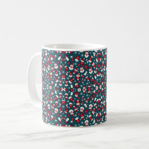 Caneca De Café Padrão de Natal vermelho e azul