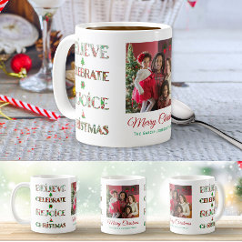 Caneca De Café Padrão de Natal Vermelho Verde Fofo