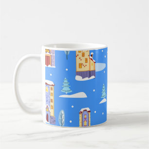 Caneca De Café Padrão de neve nas casas de inverno escandinavas