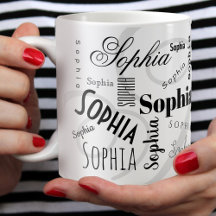 padrão de nome personalizado café branco preto