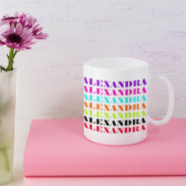 Caneca De Café Padrão de nome personalizado colorido