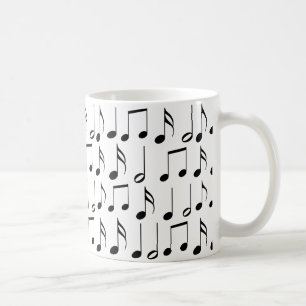 Caneca De Café Padrão de Notas de Música Preta