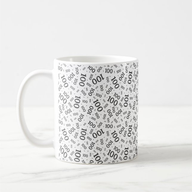 Caneca De Café Padrão de Número Aleatório Preto/Branco Aniversári (Esquerda)