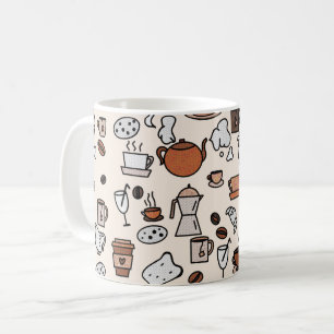 Caneca De Café Padrão de Objetos de Compro de chá e café