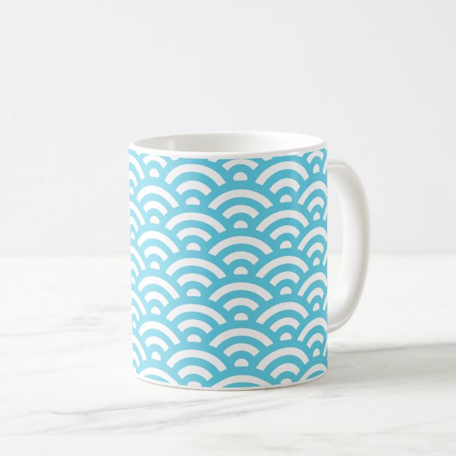 Caneca De Café Padrão de Onda Azul (Frente Esquerda)
