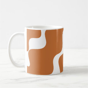Caneca De Café Padrão de ondas de guincho castanho e branco