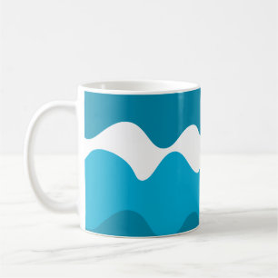 Caneca De Café Padrão de ondas horizontais brancas e azuis