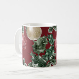 Caneca De Café Padrão de Ornaments de Watercolor de Natal