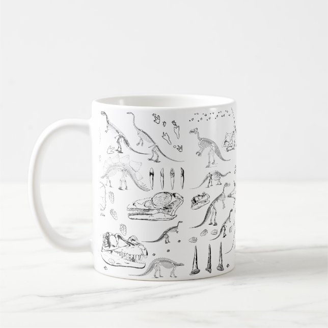 Caneca De Café Padrão de Ossos Fósseis do Dinossauro (Esquerda)