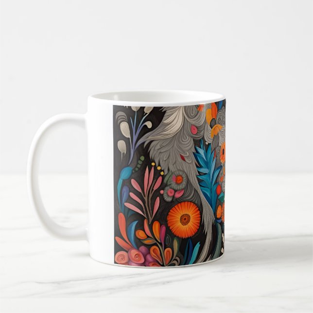 Caneca De Café Padrão de Otomi Colorida Whimsical (Esquerda)