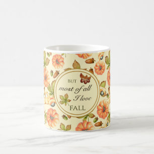 Caneca De Café Padrão de outono da Vintage Watercolor