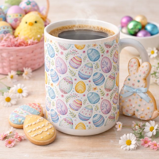 Caneca De Café Padrão de Ovo de Páscoa Pastel (Criador carregado)