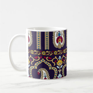 Caneca De Café Padrão de paisagem tradicional geométrico com bord