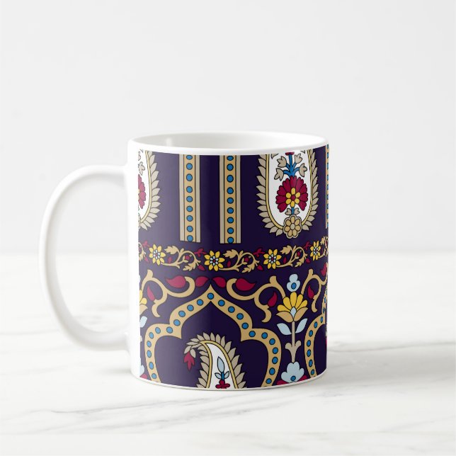 Caneca De Café Padrão de paisagem tradicional geométrico com bord (Esquerda)