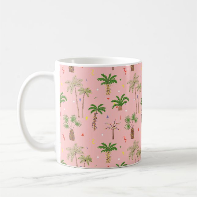 Caneca De Café Padrão de Palmeiras de Natal Tropical (Esquerda)