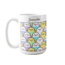 Padrão de Papagaio Budgie de Desenho Animado Fofo 