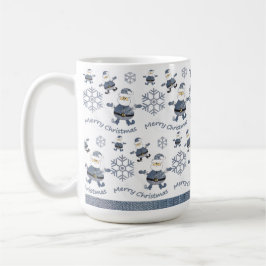Caneca De Café Padrão de Papais noeis de Natal de Denim Bonito