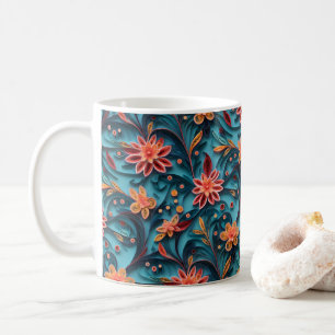 Caneca De Café Padrão de papel floral sem costura Mug