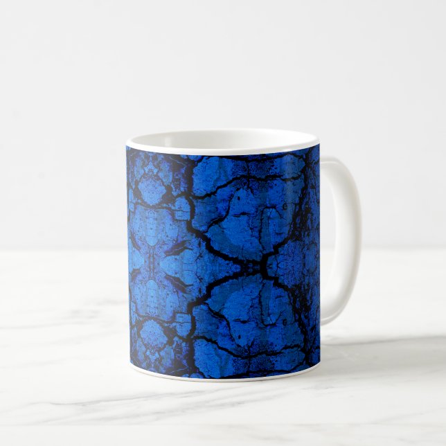 Caneca De Café Padrão de parede rachada azul (Frente Esquerda)