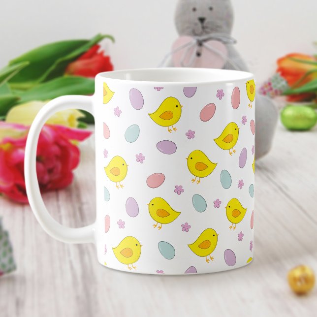 Caneca De Café Padrão de Páscoa de corte Galinhas Ovos Cor person (Criador carregado)