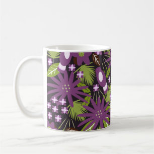 Caneca De Café Padrão de Pássaro da Selva Roxo Verde Tropical  