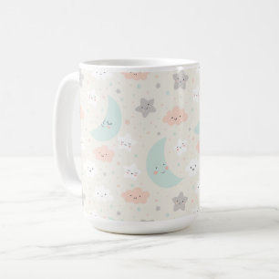 Caneca De Café Padrão de Pastel Céu Sorridente