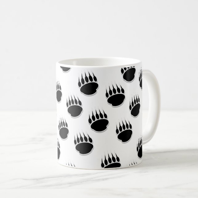 Caneca De Café Padrão de Pata do Urso Negro (Frente Esquerda)