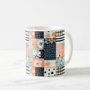 Caneca De Café Padrão de Patches Florais Vintage - Pastel (8)