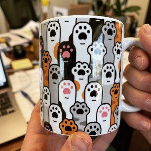 Caneca De Café Padrão de Patinhas de Gato Fofas Beans de Dedo de 