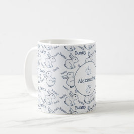 Caneca De Café Padrão de Pato do Coelho Azul e Branco Ilusão Pers