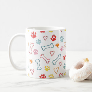 Caneca De Café Padrão de Peças e Corações