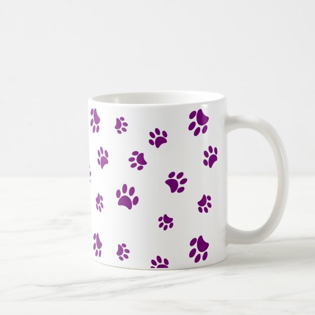 Caneca De Café Padrão de Pegadas Roxas (Direita)