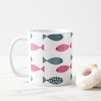 Caneca De Café padrão de peixe colorido