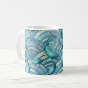 Caneca De Café Padrão de Peixe Koi de Carpa Azul