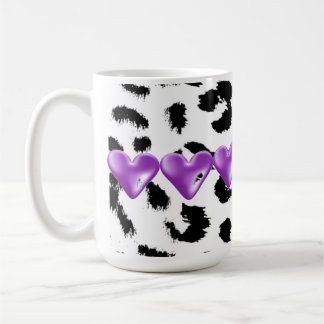 Caneca De Café Padrão de Pelo de Leopardo com Corações