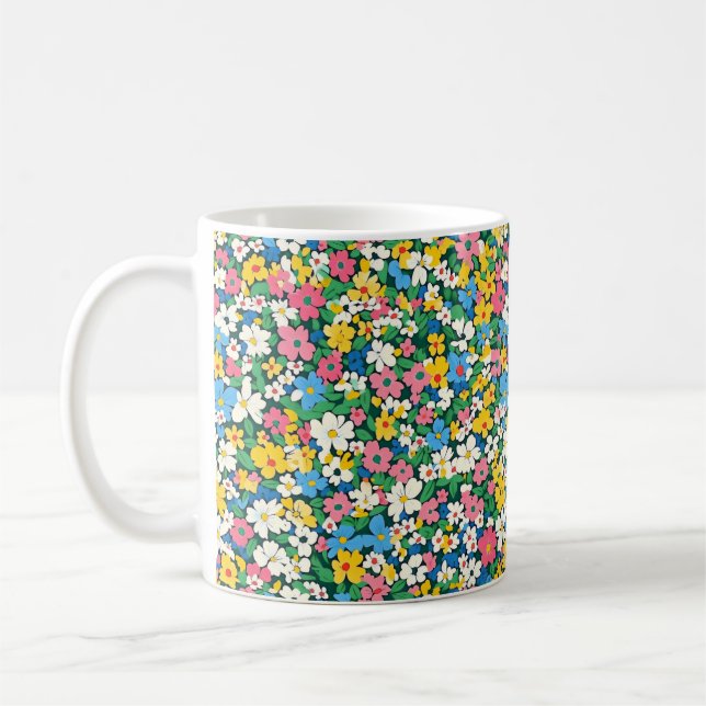 Caneca De Café Padrão de Pequenas Flores de Primavera (Esquerda)