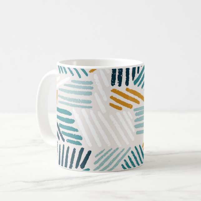 Caneca De Café Padrão de Pincel Geométrico Abstrato Moderno (Frente Esquerda)