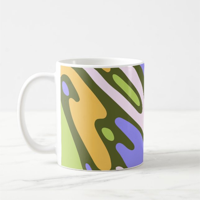 Caneca De Café Padrão de pincelada diagonal em oliva e lavanda (Esquerda)