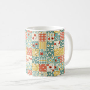 Caneca De Café Padrão de Piquenique com Remendo Floral Pastel (7)