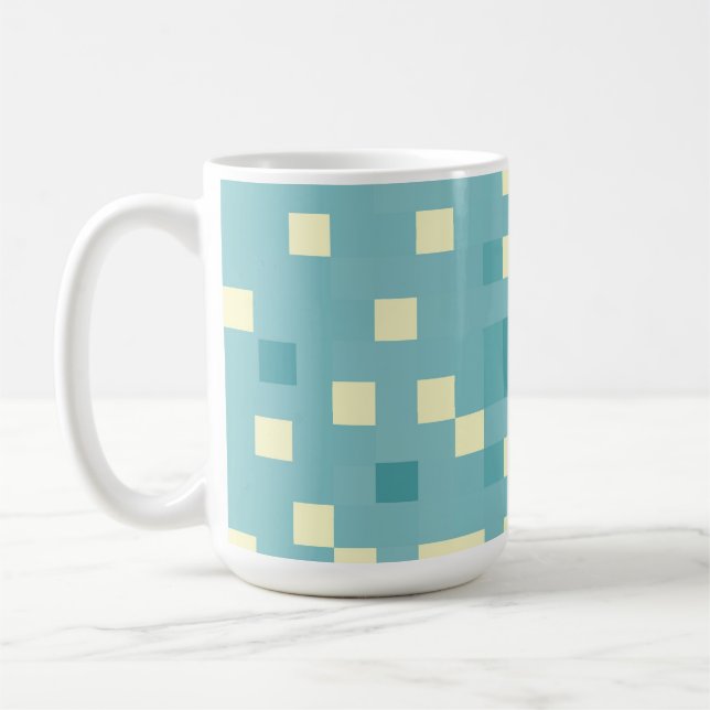 Caneca De Café Padrão de Pixel Azul e Ciano (Esquerda)