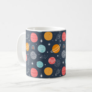 Caneca De Café Padrão de planeta sorridente e bonito