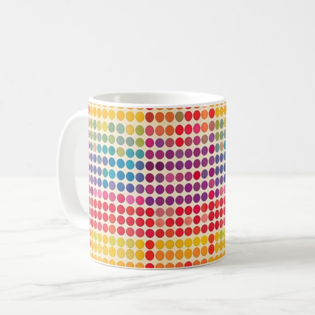 Caneca De Café Padrão de Ponto abstrato Rainbow (Frente Esquerda)