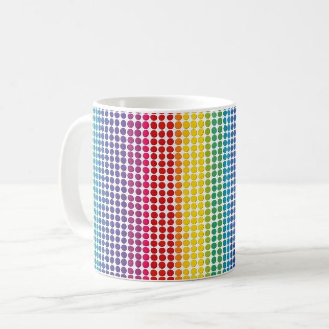 Caneca De Café Padrão de pontos arco-íris (Frente Esquerda)