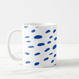 Caneca De Café Padrão de Pontos Azuis Cobalto
