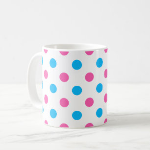Caneca De Café Padrão de Pontos Pastel Rosa Azul